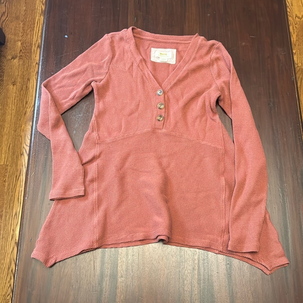 Maeve by Anthropologie maroon waffle blouse size XS